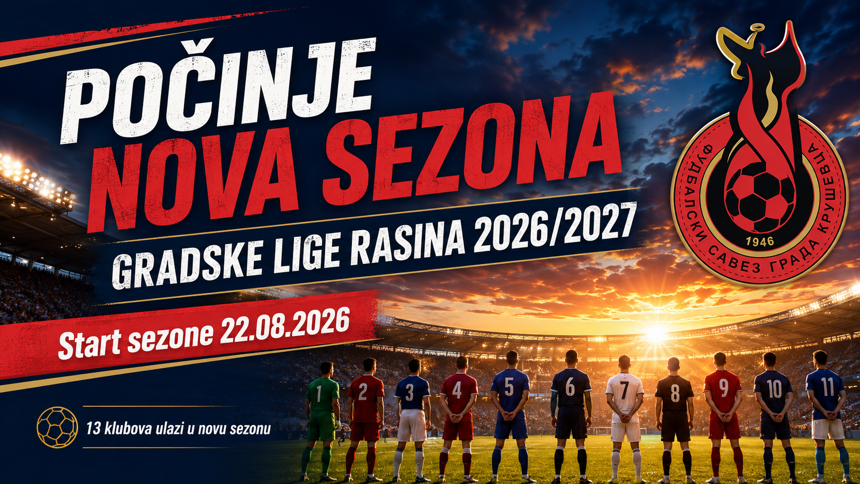 Počinje nova sezona Gradske lige Rasina 2026/2027